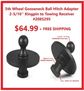 Ml1868708le Antuko 2-5/16 Inch Ball King Pin Rear Gooseneck Adapter With 5th Wheel Hitch Powder Coated