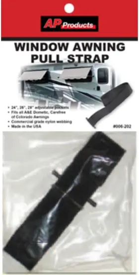 006-202 Ap Products Adjustable Window Awning Strap 2.3ft X 24in Black