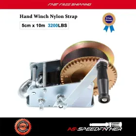 Ass116569t01 Asspeedfat 3200lbs Dual Gear Hand Crank Winch Nylon Strap 33ft Atv Boat Trailer