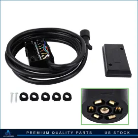 Aup16073101cp Asucarparts Rv 7 Way Plug Inline Pre-wired Trailer Cord Junction Box With 12 Foot Cable