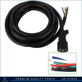 Aup16075401cp Asucarparts 7-way Trailer Connector Plug 15ft Cord 7-pin Wiring Harness For Truck Camper Rv