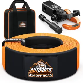 Autobots Ts-3x30ft Shackle Tow Strap Heavy 3 Inch X 30 Ft Upgraded Shackle Hitch