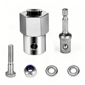 Baiiko 792825832507 Upgraded 304 Stainless Steel Trailer Jack Drill 1/2 In Shaft 01 Silver