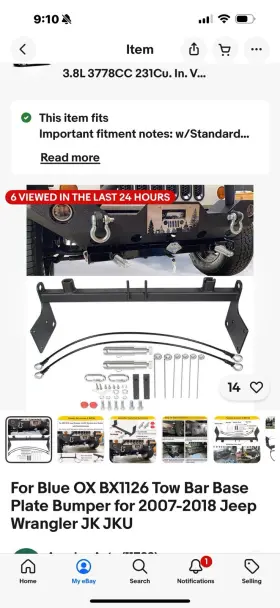 Bx1126 Blue Ox Fits Jeep Wrangler Base Plate With Removable Tabs