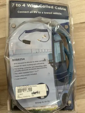 Bx88254 Blue Ox 7-wire To 4-wire Coiled Electrical Cable Rv Trailer Tow New