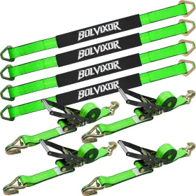 Hz25015-g Bolvixor Heavy Duty Car Trailer Tie Down Straps 4 Pack Kit- 2 Inch X 96 Green Hz25015-g Bolvixor Heavy Duty Car Trailer Tie Down Straps 4 Pack Kit- 2 Inch X 96 Green