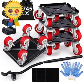 Ab986462 Btec Heavy Furniture Movers With 5 Wheels Dolly Rotatable Wheel Black