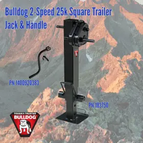 183750 Bulldog Twin Cam 2-speed Square Trailer Jack 25k Sidewind Handle