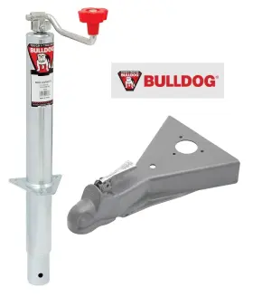 Btjc64 Bulldog 2k Round A-frame Trailer Jack Topwind 15 Inch Lift With 8k Coupler For 2 Ball