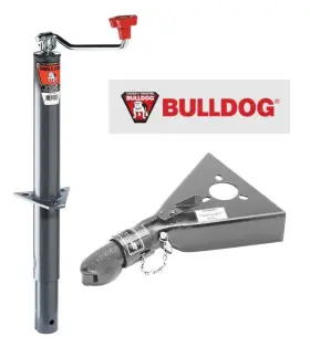 Btjc70 Bulldog 2k Round A-frame Trailer Jack With 5k Collar-lok Coupler For 2 Inch Ball Combo