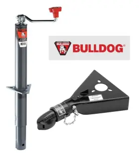 Btjc71 Bulldog 2k Round A-frame Trailer Jack With 7k Collar-lok Coupler For 2 Inch Ball Combo