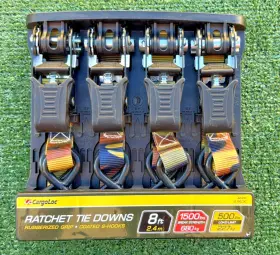 42466 Cargoloc Ratchet Tie Down Straps 8ft 4-pack 1500 Lbs Break Strength 500