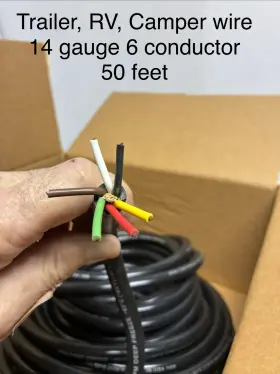 Cj14-6l Carquest Trailer Rv Camper Wire 14-6 14 Gauge 6 Jacketed Blk Round Usa Made 50 Feet