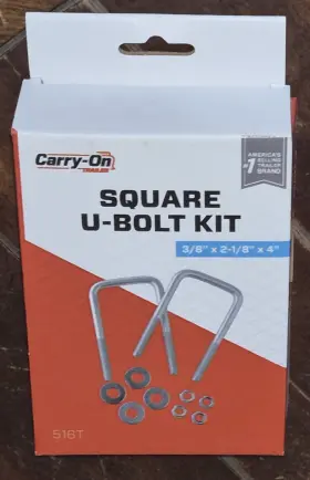 516t Carry On Carry-on Trailer Square U-bolt Kit 3/8 Inch X 2-1/8 4 #516t