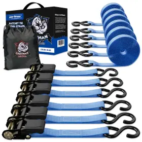 Cartman Cm-td6x15-16 Ratchet Tie Down 1 X 15 1500lb 6pk Blue Cargo Straps 1500lbs Carry