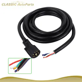 Cl160ts75396 Classic-autoparts 12ft 7 Way Trailer Power Cord Rv Cable Wire Harness Light Plug Connector Molded