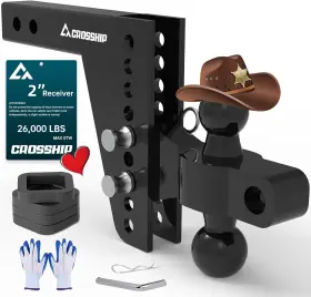 Myusqcr054 Crosship Adjustable Trailer 2 Inch Receiver And 6 Drop Hitch 2025 Black