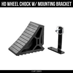 22803 Curt Heavy Duty Wheel Chock With Steel Mounting Bracket