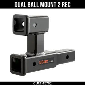 45792 Curt Dual Receiver Trailer Hitch Ball Mount 2 Inch 3500 Pounds