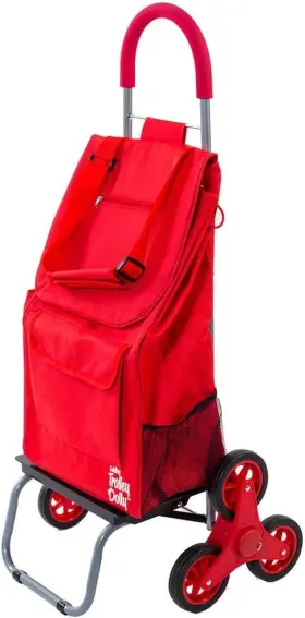 01-569 Dbest Products Trolley Dolly Stair Climber Red Grocery Foldable Cart Condo Apartment
