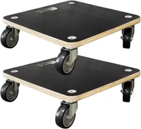 Double Rhombus 642380592357 2 Pack Wooden Platform Dolly 550 Lbs Capacity Furniture Square Black