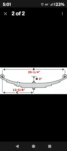 Pr4b Emco Double Eye 4 Leaf Spring For 3 500 Lb Trailer Axles - 25-1/4 Inch Long 2 Pack