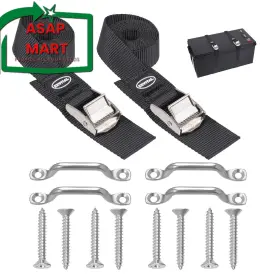 Exvital 602835898458 Battery Tie Down Strap Hold Kit 1 Inch 48 Kit-2 Sets Black