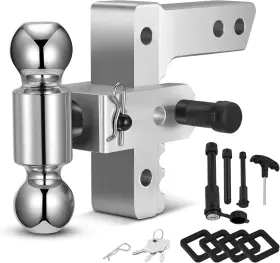 Te19-00003sr-001 Filluck Adjustable Trailer Hitch Fits 2 Inch Receiver And X 6 Silver