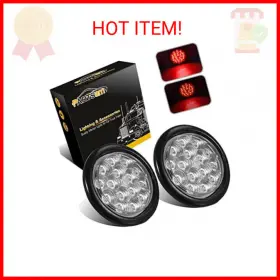 48653 Flange Mount Stop Tail Turn Light Partsam 4 Inch Red Round Sealed Led Trailer Stop/turn/brake 15 Diodes Cle