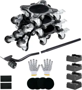 Us014-dollies Fuvlfal 3306lb Furniture Dolly Set Movers With 5 Wheels Heavy Duty Black