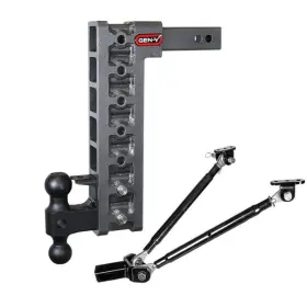 Gh-527 Gen-y Hitch Mega Duty 2 Inch Shank 15 Drop 16k With Dual-ball/pintle Lock/stabiliz Kit