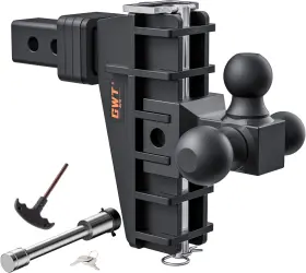 Ga-17 Gwtauto Adjustable Trailer Hitch Tri-ball 1-7/8 Inch X 2 6 Drop Black