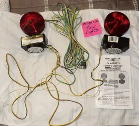 Haul Master 67455/96933 12v Magnetic Trailer Lights Two Sided Red And Amber Tow Kit Truck