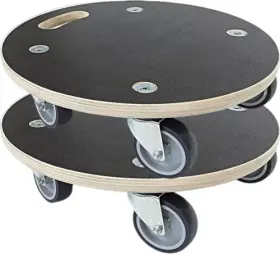 Mc-380-f Hbfbdrct Furniture Moving Dollies With 4 Tpr 2 Packs Round Dolly Wheel Black
