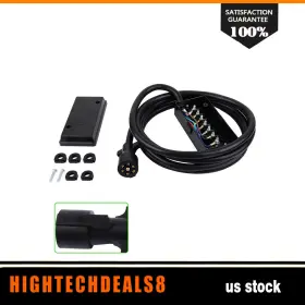 Htc16073136a Hightechdeals8 Rv 7 Way Plug Inline Pre-wired Trailer Cord Junction Box With 12 Foot Cable