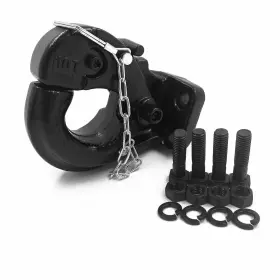 Us-et-car-fix016-bk Httmt 10-ton Heavy Duty Pintle Hook Rigid Mount Hitch Trailer Towing -black Powder Coa