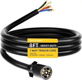 Isle-tcw-8f Islewire Heavy Duty 7 Way Trailer Cord - 8 Feet Without Junction Box Black