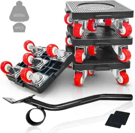 Dolly04-5 Kodibo 4 Pack Furniture Roller Mover With 5 Wheels And Pack-5wheels