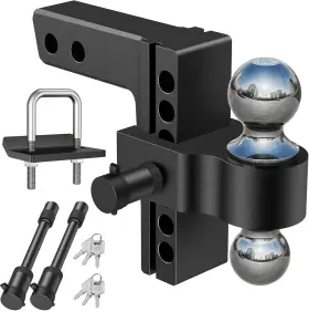Kr1127-ko-us-fba Kohree 6 Inch Adjustable Trailer Hitch Fit 2 Receiver Dual Solid Ball