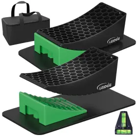 Green-1 Leidgg 2packs Rv Leveling Blocks System Kit Camper Green Black