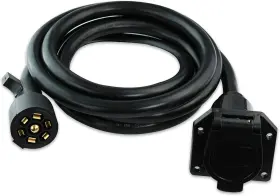 7-way-ext Leisure Cords 7-way Trailer Extension Cord Wire 8 Ft - 7 Pin Connector Plug For Rv Black