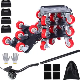 Loyal Tiger 765003591640 Furniture Dolly Mover Pro Set Lifter With 5 5.4in Red