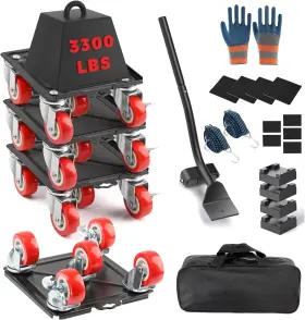 Dolly001 Maoerful Furniture Dolly Heavy Duty Movers With 5 Silent Rubber Wheels Black