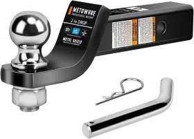 40959 Metoware Trailer Hitch Ball Mount With 2 In And Inch Black