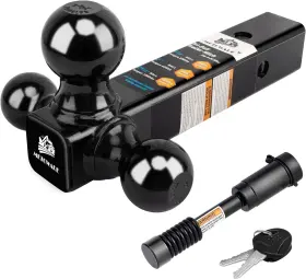40962 Metoware Trailer Hitch Tri Ball Mount With 5/8 Inch Tri-ball Lock Black