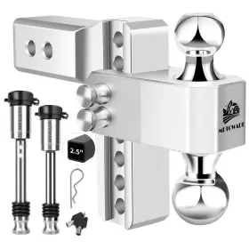 79864 Metoware Adjustable Trailer Hitch - Aluminum Drop Fits 6ftft Sliver