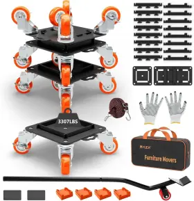 Dbxc-1 Myuea Furniture Dolly 5 Wheels Heavy Duty With Removable 1.97 In Orange