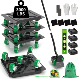 Nest Easy 198715559705 Heavy Duty Furniture Dolly 360 Rotating 5 Wheels Alloy 5.3x5.3 In Green