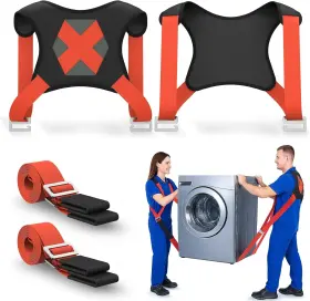 332102 Nocoex 2-person Moving Straps With Back Support - Ergonomic Orange-black