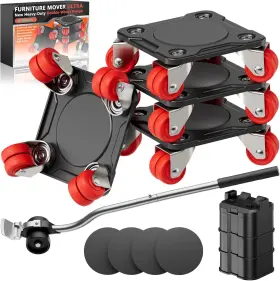 Omd-1650 Oneon Furniture Mover Ultra With 8 Wheels All-new Upgraded Heavy Blackred